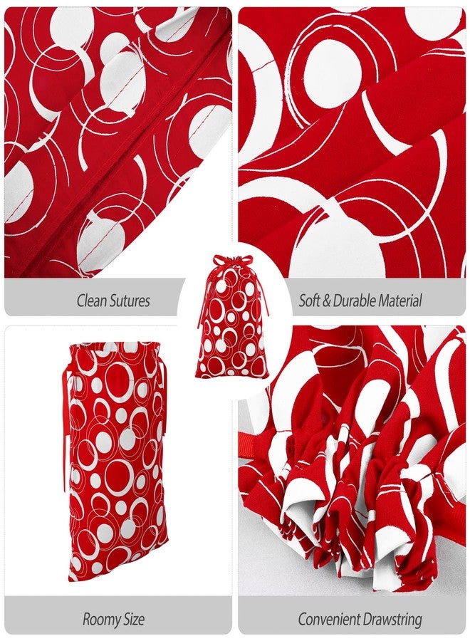 Mimind 6-Piece Christmas Drawstring Gift Bags - Red & White Cotton Fabric, Reusable Party Favor Bags (6 Designs, 2 Sizes) - Image 3